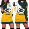 Green Bay Packers Triple Color Womens Hoodie Dress 1