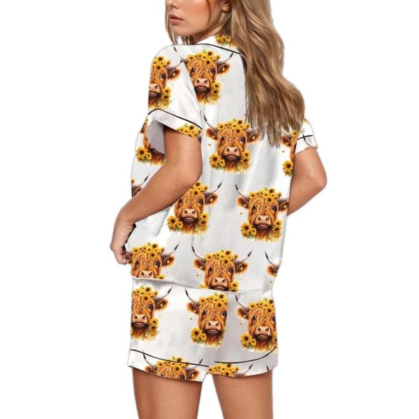 Highland Cow With Sunflowers Pajama Set 2