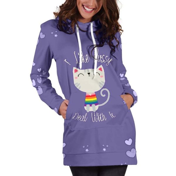 I Like Pussy Deal With It Hoodie Dress 2