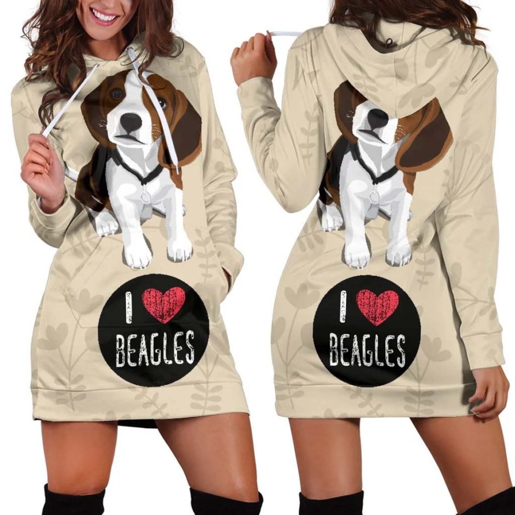 I Love Beagles Hoodie Dress 1