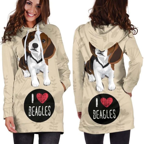 I Love Beagles Hoodie Dress 2