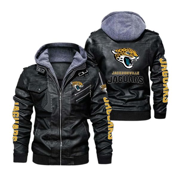 Jacksonville Jaguars Hooded Leather Jacket 2