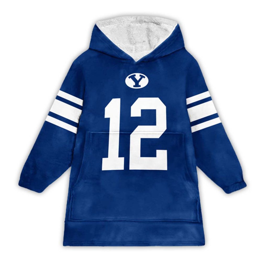 Jake Retzlaff 12 BYU Cougars Football Unisex Blanket Hoodie 1