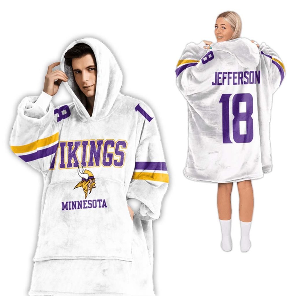 Jefferson Minnesota Vikings Football Unisex Blanket Hoodie 2