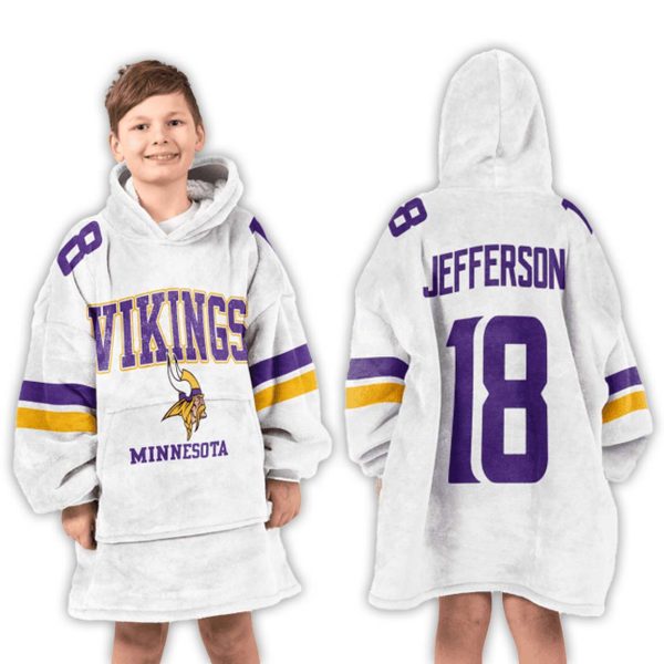 Jefferson Minnesota Vikings Football Unisex Blanket Hoodie 3