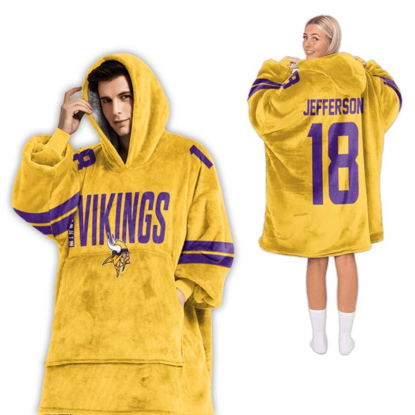 Justin Jefferson Minnesota Vikings Football Unisex Blanket Hoodie 2