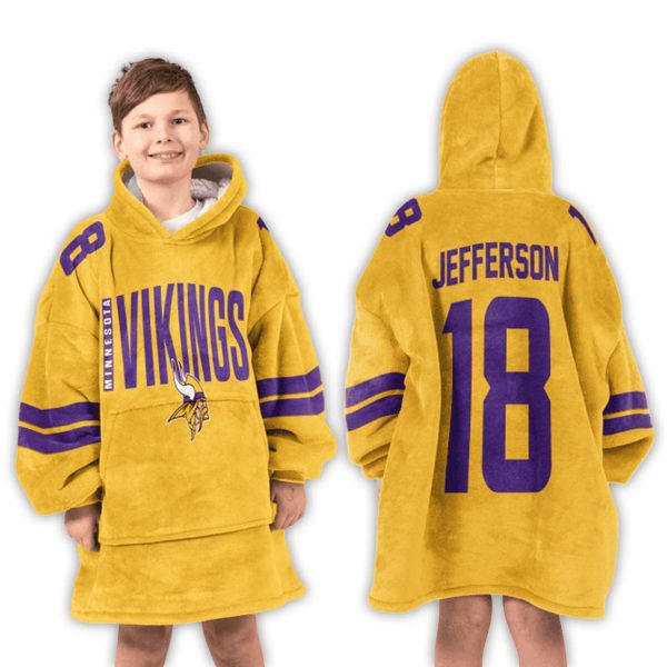 Justin Jefferson Minnesota Vikings Football Unisex Blanket Hoodie 3