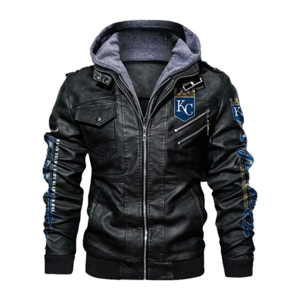 Kansas City Royals Hooded Leather Jacket 1