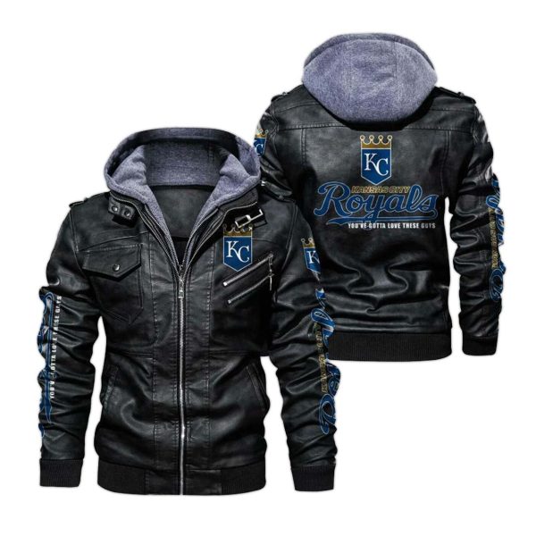 Kansas City Royals Hooded Leather Jacket 2