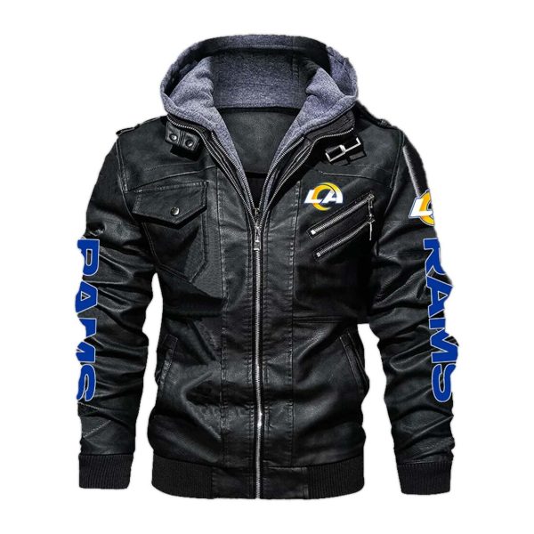 Los Angeles Rams Hooded Leather Jacket 1