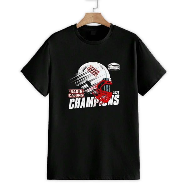 Louisiana Ragin Cajuns 2024 New Mexico Bowl Champions Helmet Shirt 1