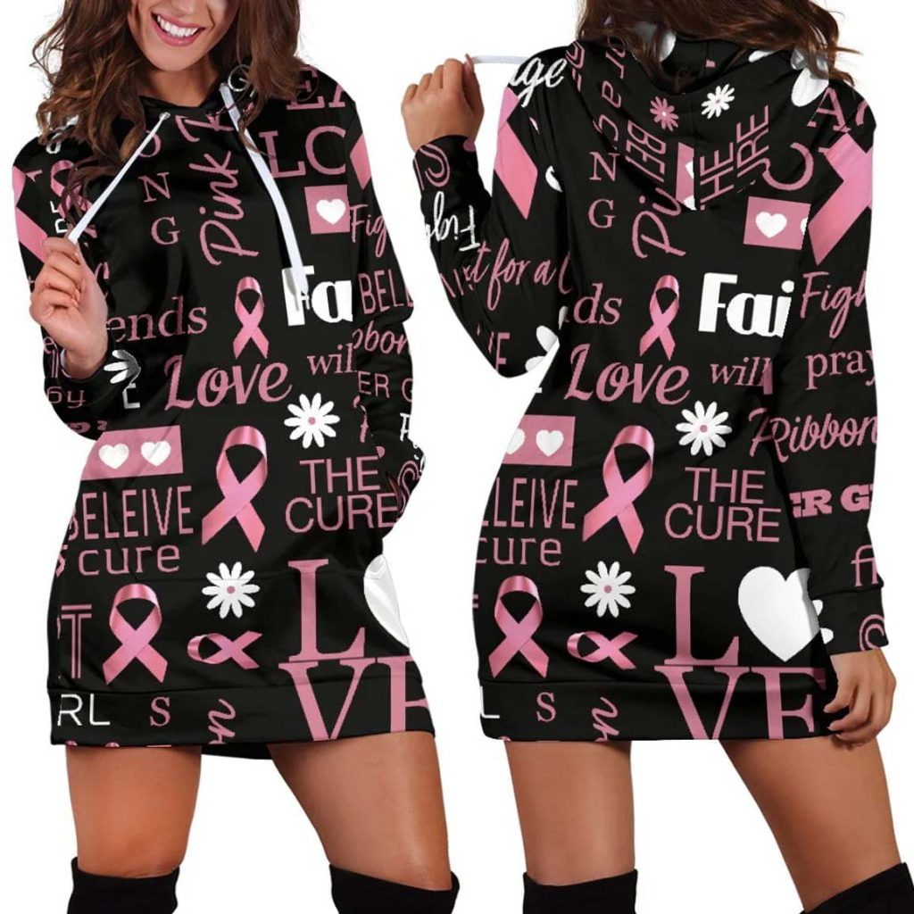 Love The Cure Ribbon Women's Hoodie Dress