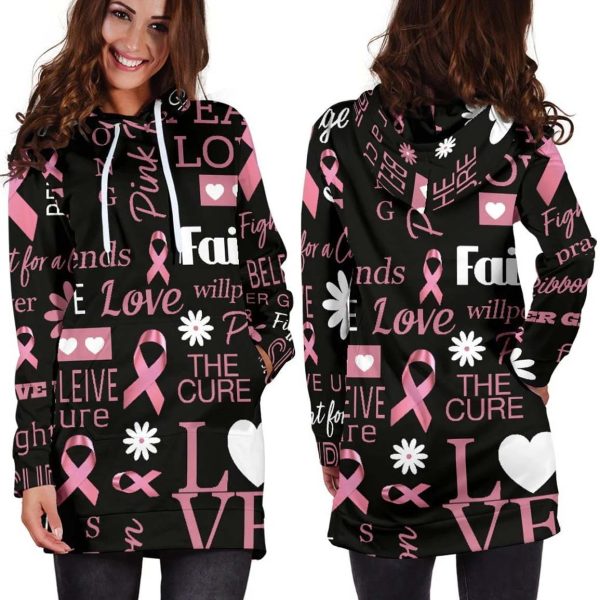 Love The Cure Ribbon Womens Hoodie Dress 2