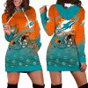 Miami Dolphins Helmet Grunge Womens Hoodie Dress