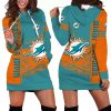 Miami Dolphins Stripe Splash Womens Hoodie Dress