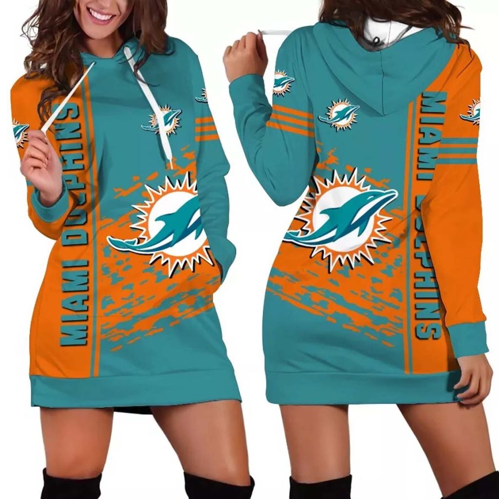 Miami Dolphins Stripe Splash Women's Hoodie Dress