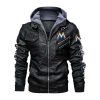 Miami Marlins Hooded Leather Jacket 1