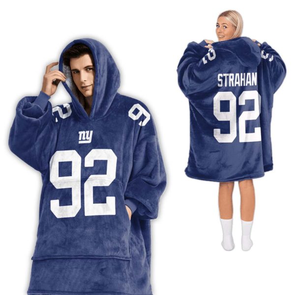 Michael Strahan New York Gantz Football Unisex Blanket Hoodie 2