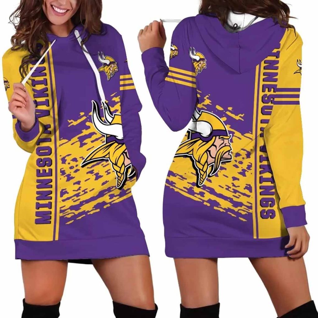 Minnesota Vikings Stripe Splash Women's Hoodie Dress