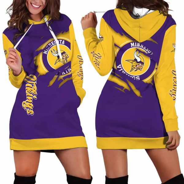 Minnesota Vikings Torn Effect Hoodie Dress