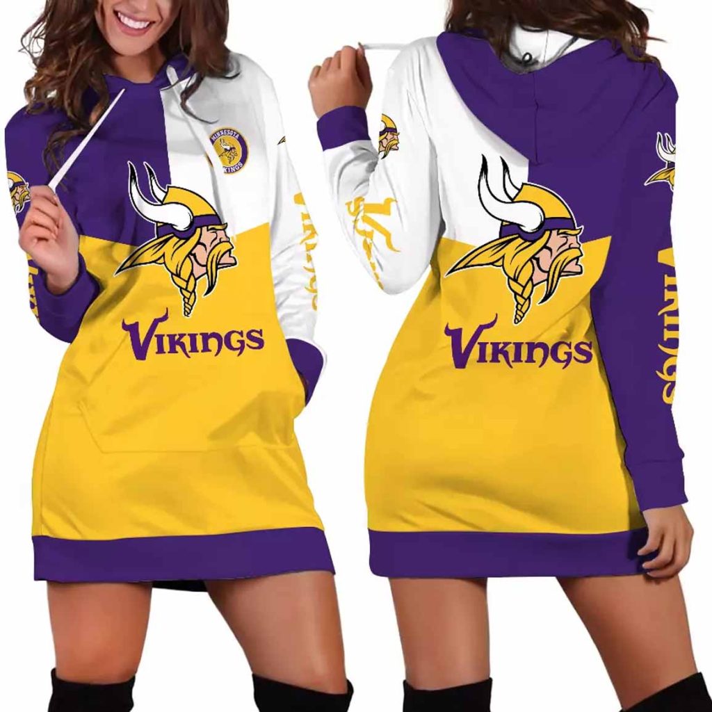 Minnesota Vikings Triple Color Women's Hoodie Dress