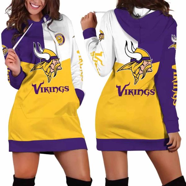 Minnesota Vikings Triple Color Womens Hoodie Dress