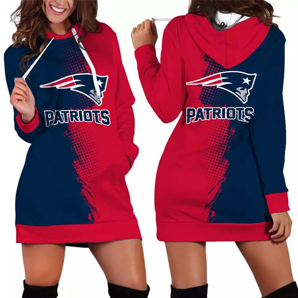 New England Patriots Gradient Split Hoodie Dress