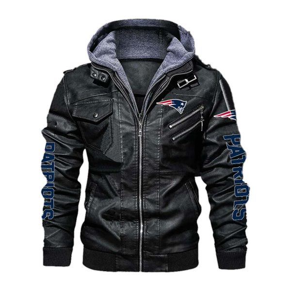 New England Patriots Hooded Leather Jacket 1