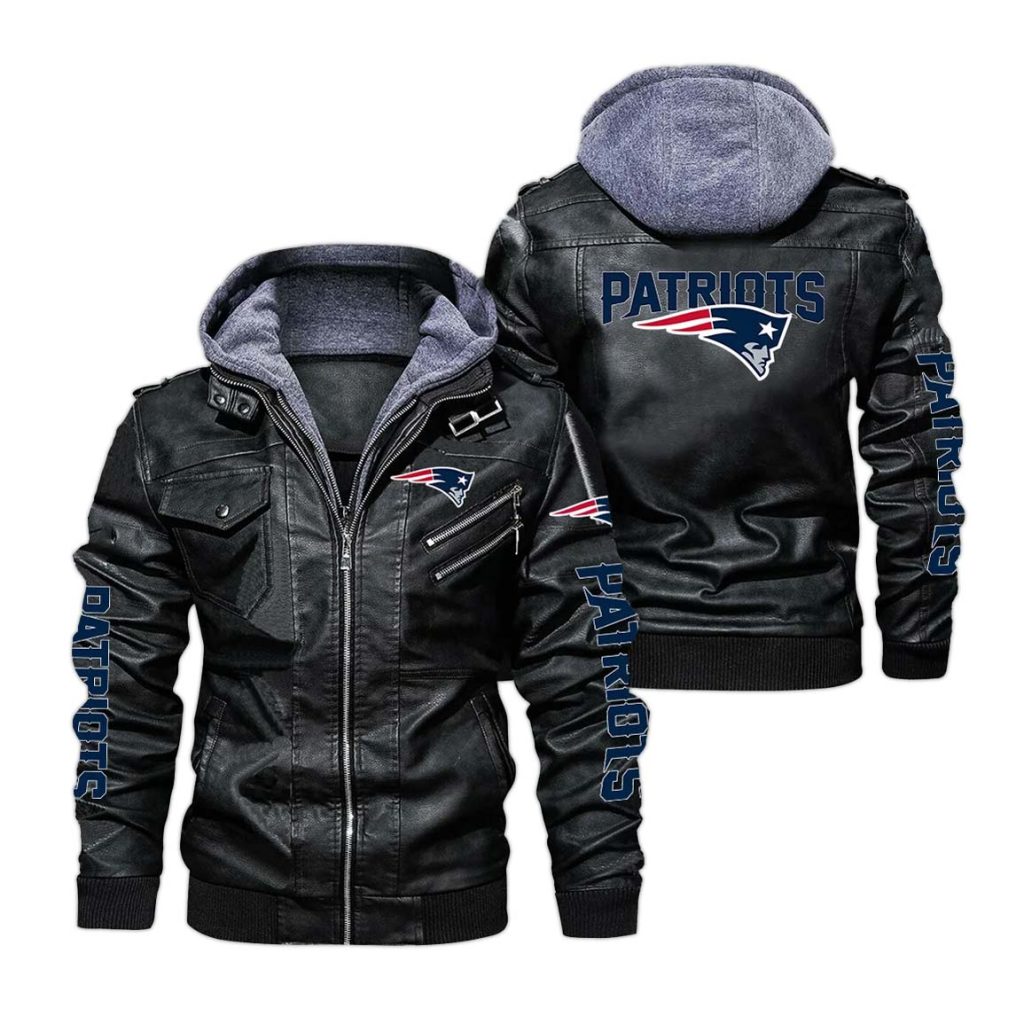 New England Patriots Hooded Leather Jacket 2