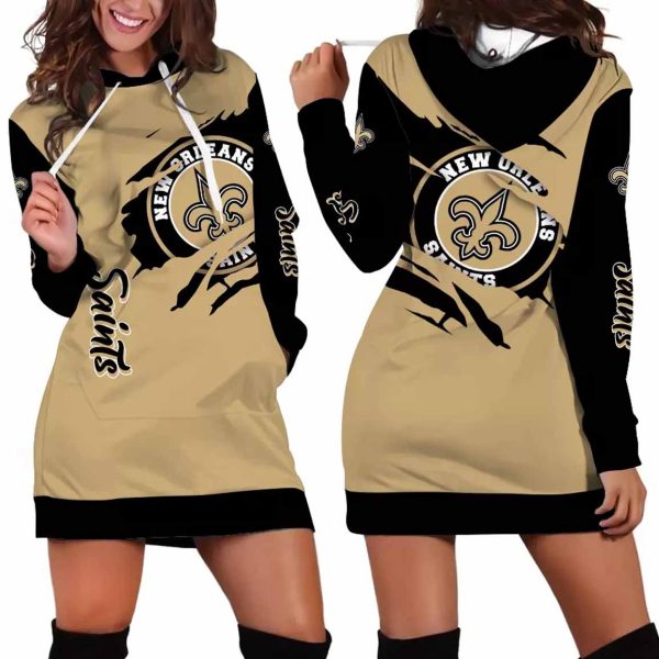 New Orleans Saints Torn Effect Hoodie Dress