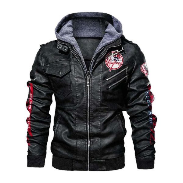 New York Mets Hooded Leather Jacket 1