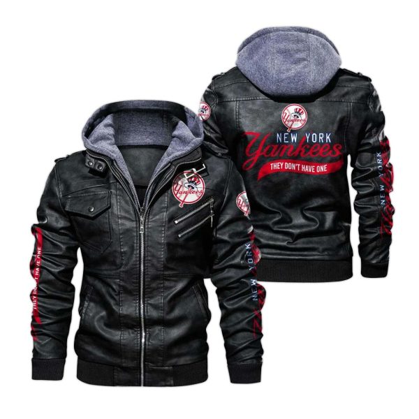 New York Yankees Hooded Leather Jacket 2