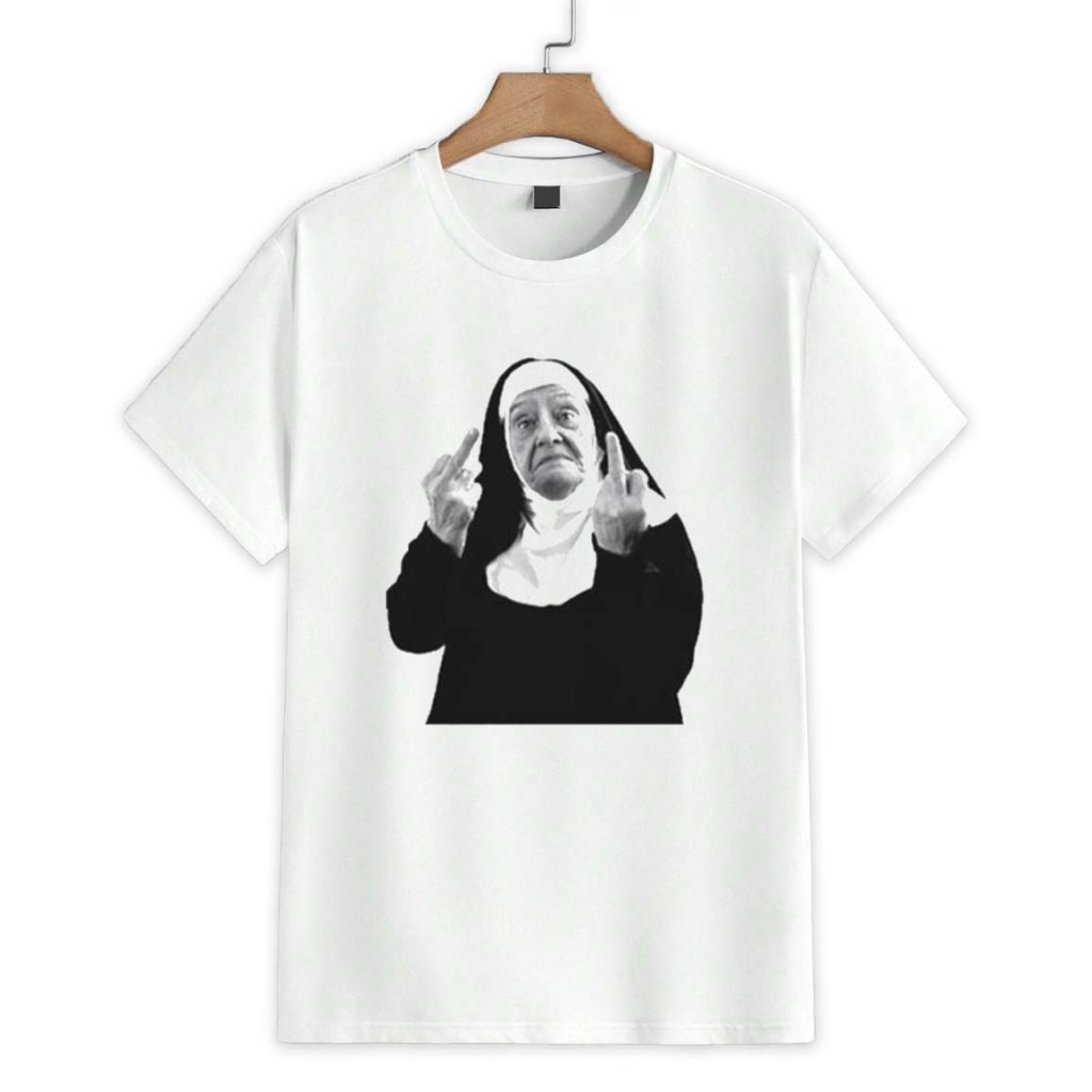 Nun Giving Two Middle Finger Shirt 1