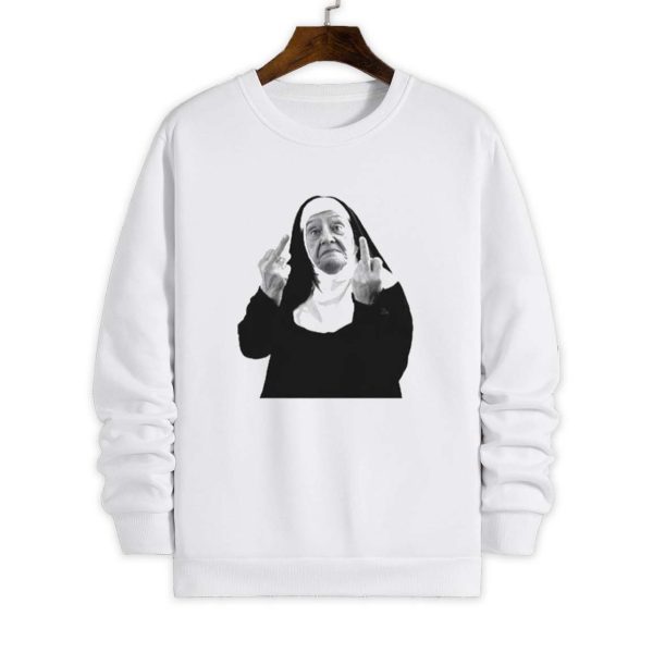 Nun Giving Two Middle Finger Shirt 4