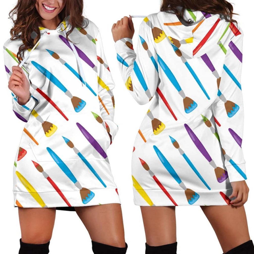 Paint Brush Women's Hoodie Dress