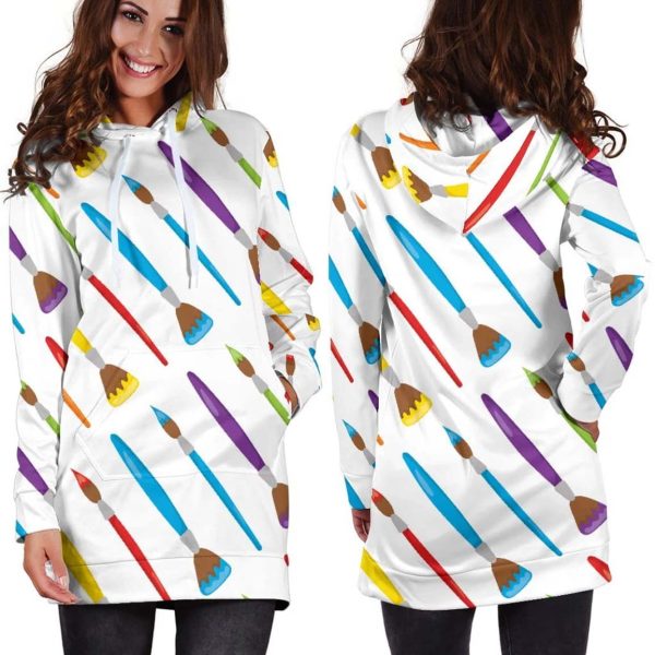 Paint Brush Womens Hoodie Dress 2