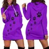 Paw Prints purple Hoodie Dress 1