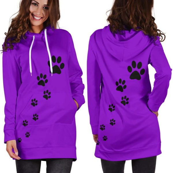 Paw Prints purple Hoodie Dress 2