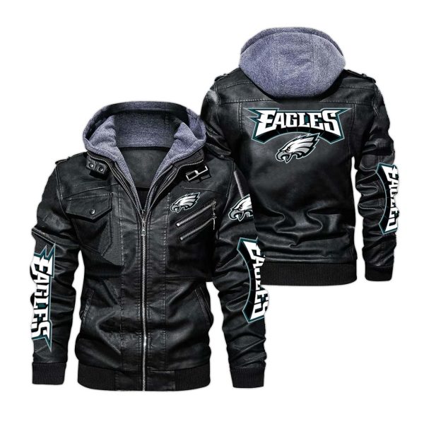 Philadelphia Eagles Hooded Leather Jacket 2