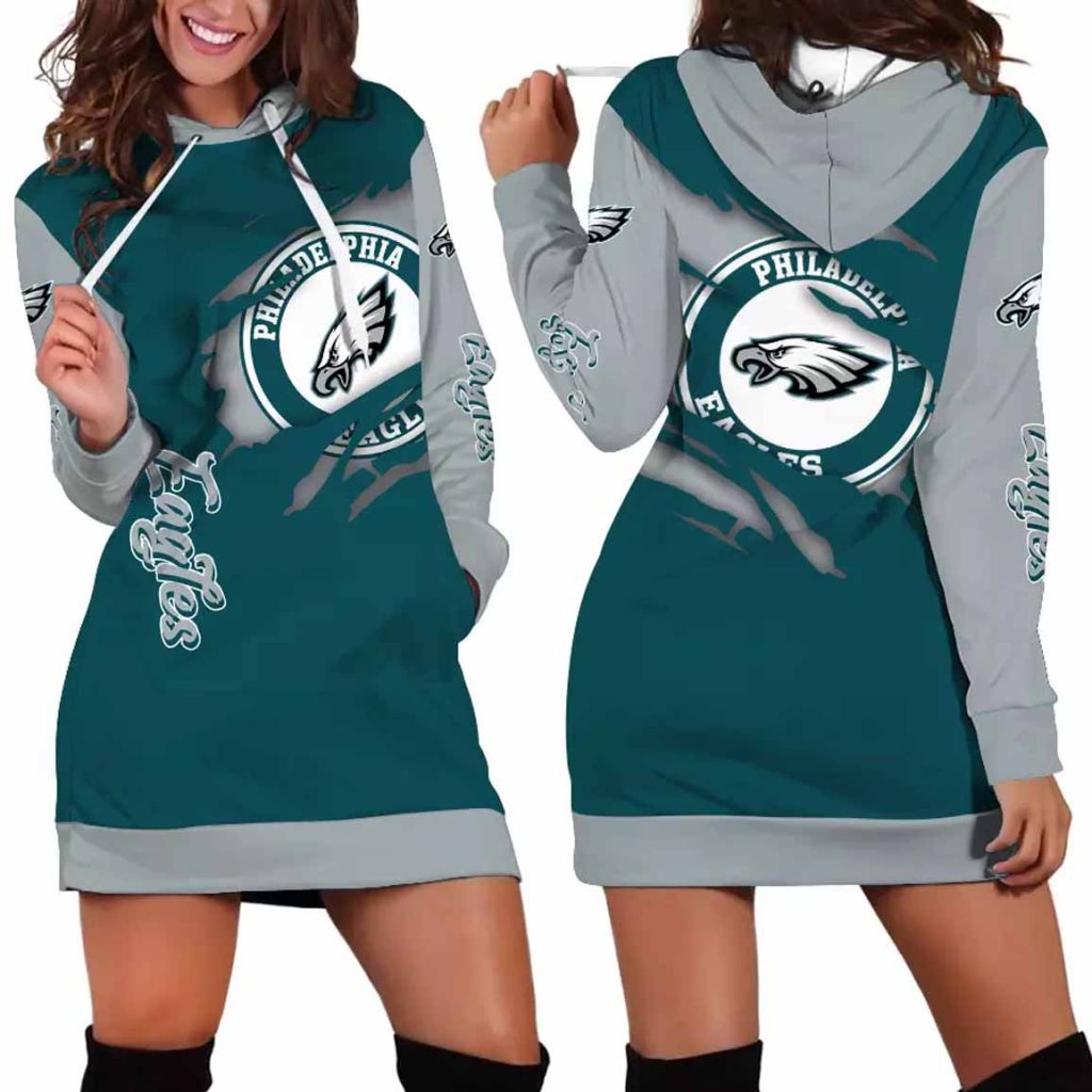 Philadelphia Eagles Torn Effect Hoodie Dress