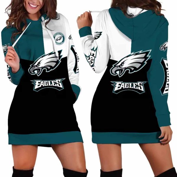 Philadelphia Eagles Womens Split Style Hoodie Dress