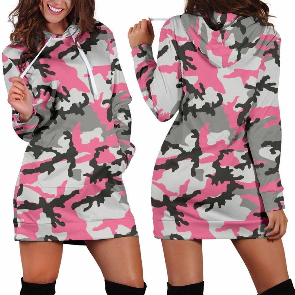 Pink Camo Women's Hoodie Dress