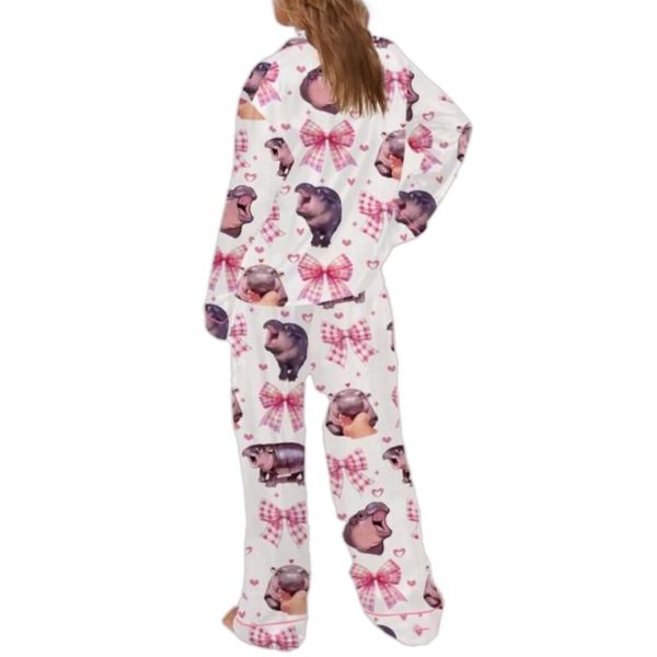 Pink Coquette Moo Deng Pajama Set 2