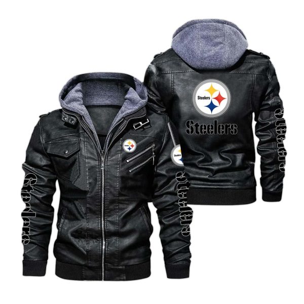 Pittsburgh Steelers Hooded Leather Jacket 2