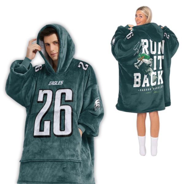 Run It Back Philadelphia Eagles Football Unisex Blanket Hoodie 2