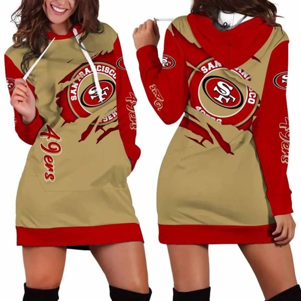 SF 49ers Torn Effect Hoodie Dress