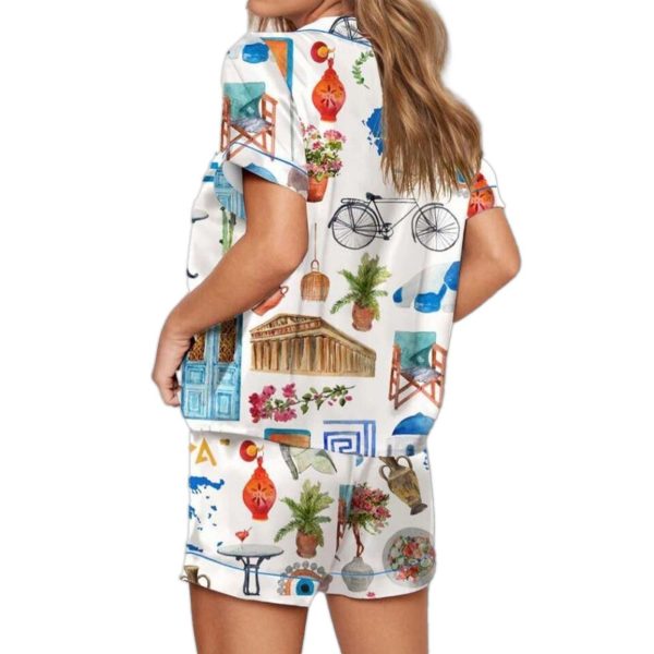 Santorini Greece Travel Pajama Set 2