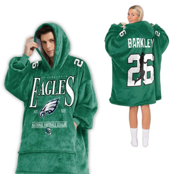 Saquon Barkley Philadelphia Eagles Football Unisex Blanket Hoodie 2