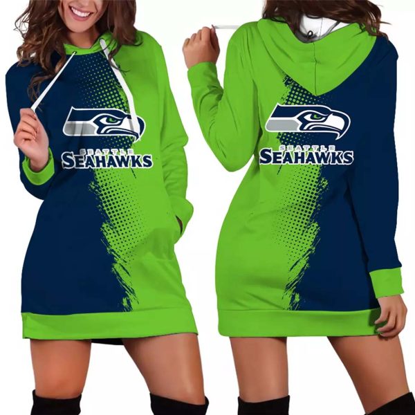 Seattle Seahawks Gradient Split Hoodie Dress