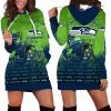 Seattle Seahawks Helmet Grunge Womens Hoodie Dress